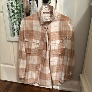 American Eagle Brown Plaid Seriously Lived In Button-Down Flannel